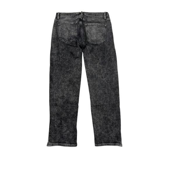 FRAME Le Garcon Crop Jeans Mid Rise Stretch Sharkbite Frayed Hem Black 25 - Picture 2 of 7